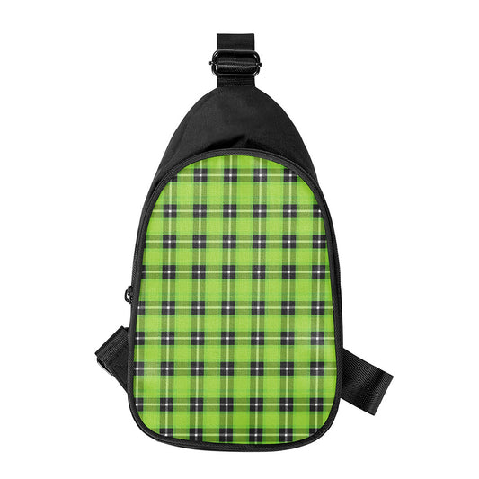UFO Green Tartan Pattern Print Chest Bag