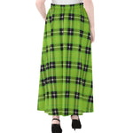 UFO Green Tartan Pattern Print Chiffon Maxi Skirt