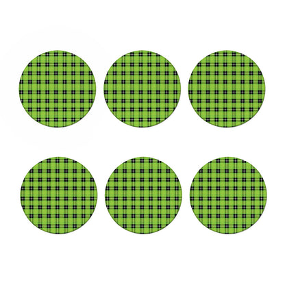 UFO Green Tartan Pattern Print Coaster Set
