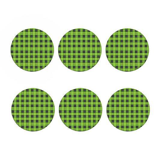 UFO Green Tartan Pattern Print Coaster Set