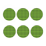 UFO Green Tartan Pattern Print Coaster Set