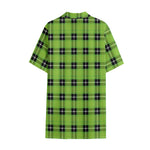 UFO Green Tartan Pattern Print Cotton Hawaiian Shirt