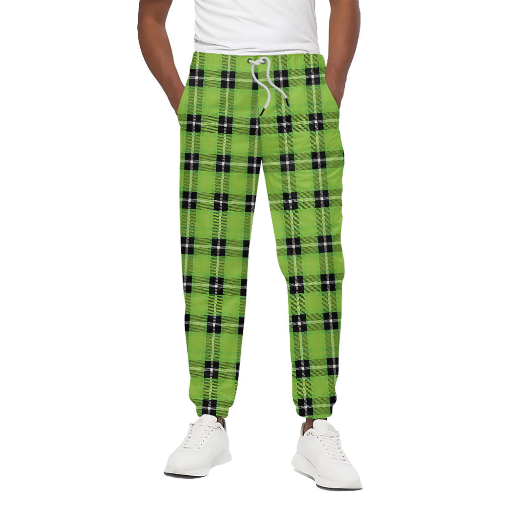 UFO Green Tartan Pattern Print Cotton Pants