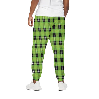 UFO Green Tartan Pattern Print Cotton Pants