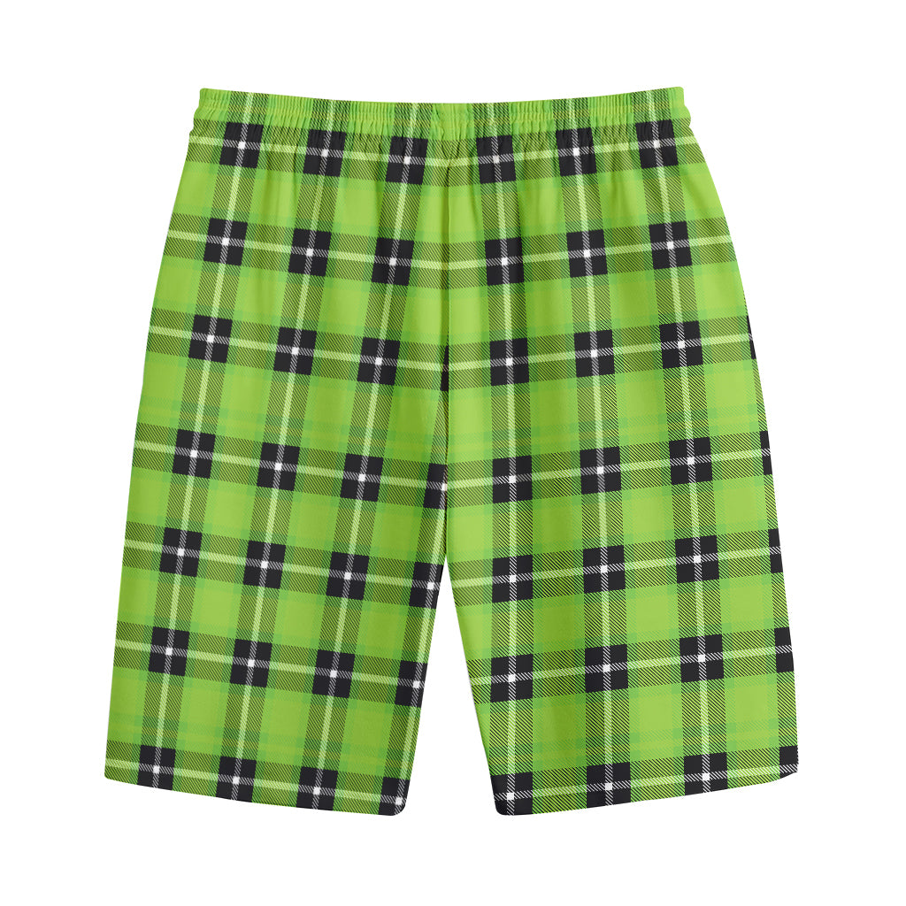 UFO Green Tartan Pattern Print Cotton Shorts