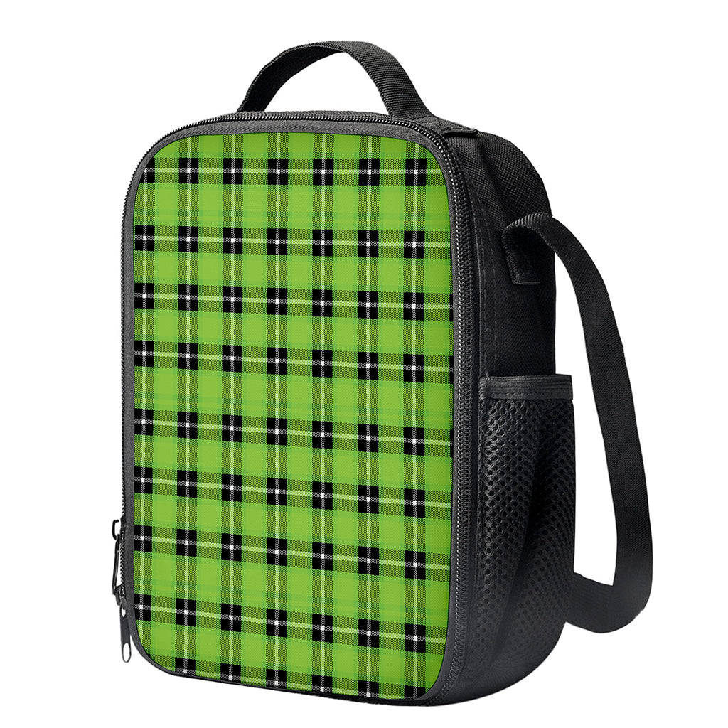 UFO Green Tartan Pattern Print Crossbody Lunch Bag