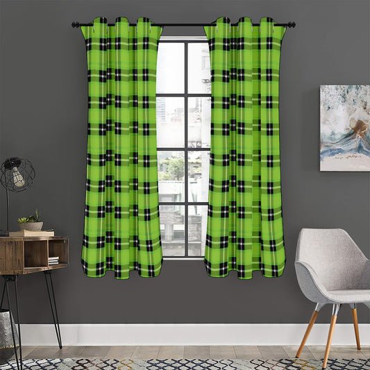 UFO Green Tartan Pattern Print Curtain