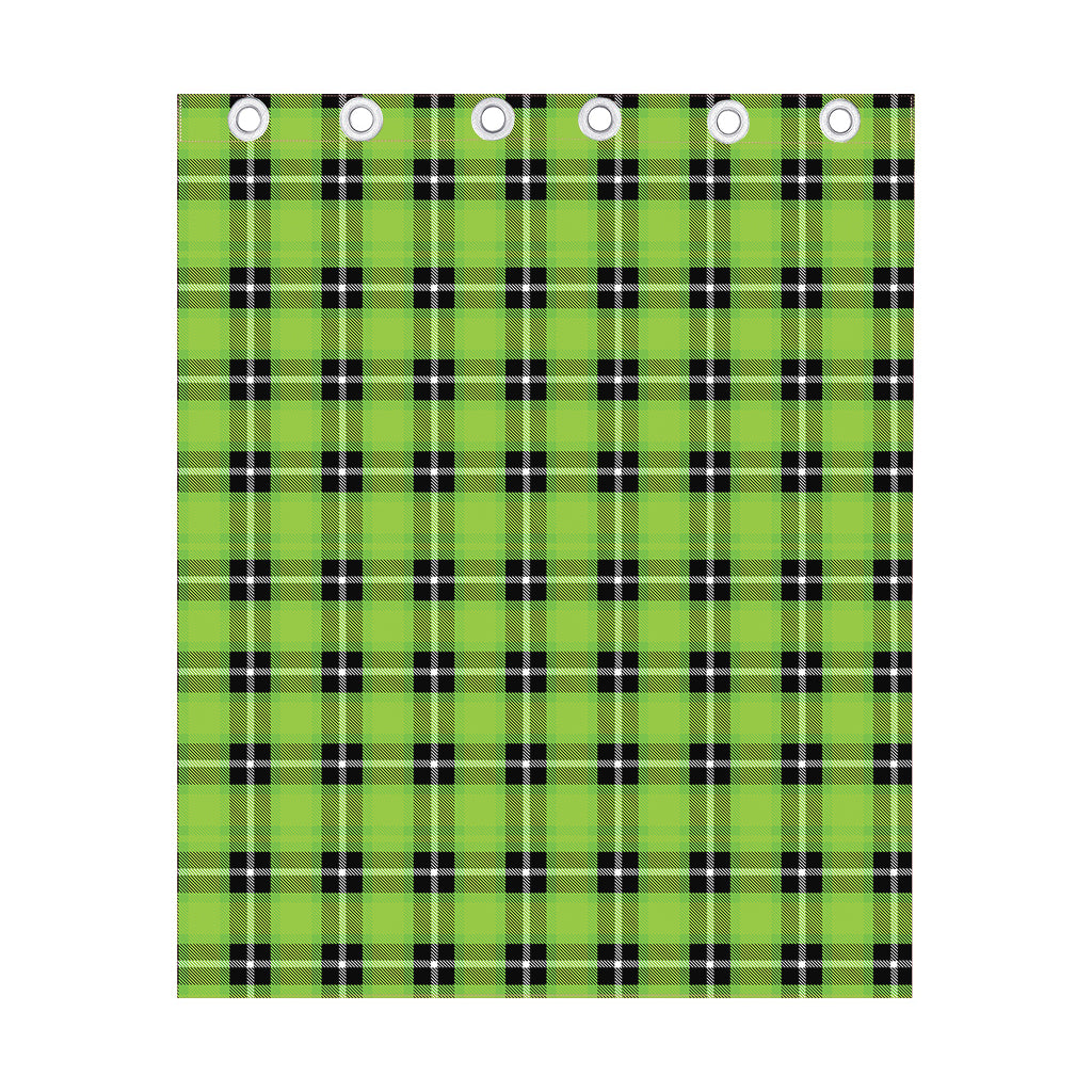 UFO Green Tartan Pattern Print Curtain