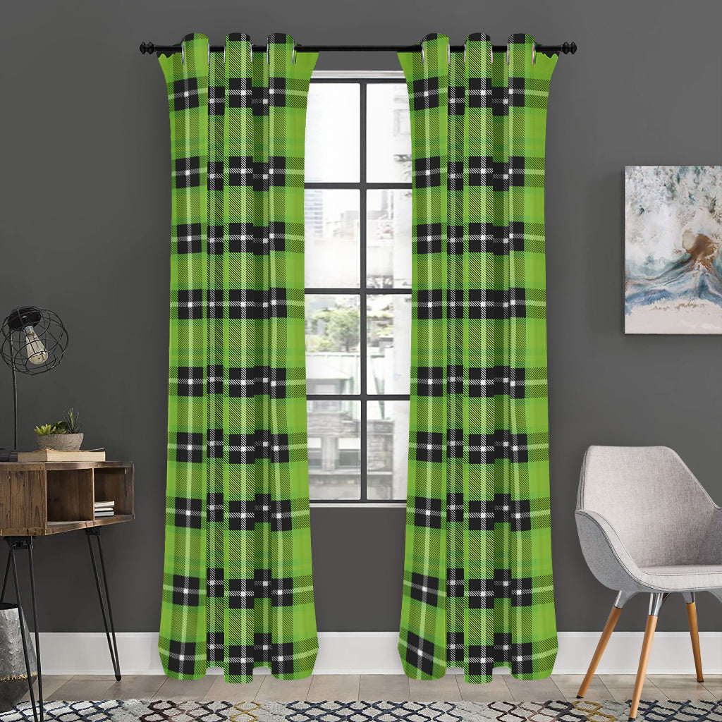 UFO Green Tartan Pattern Print Curtain