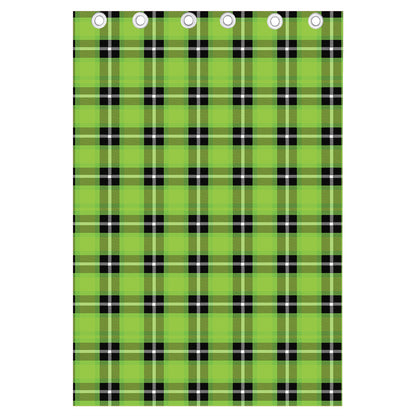 UFO Green Tartan Pattern Print Curtain