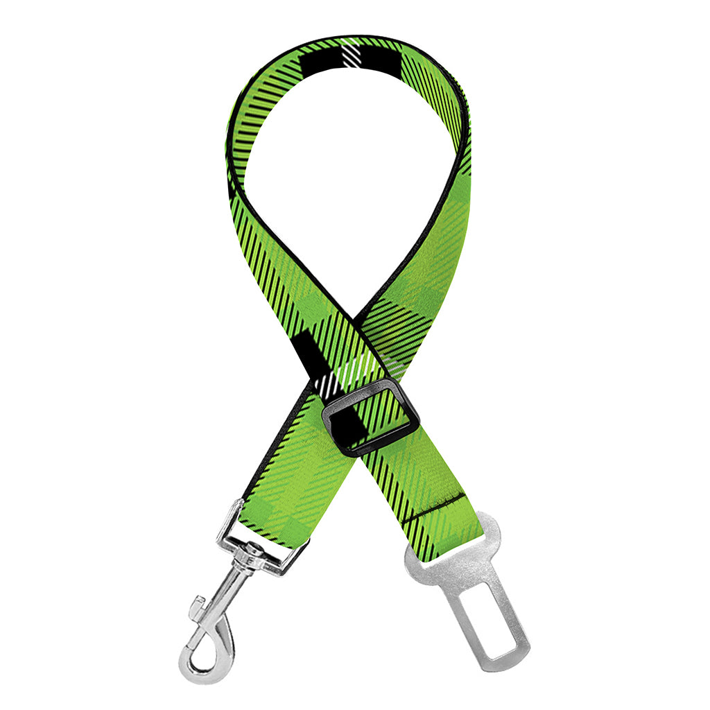 UFO Green Tartan Pattern Print Dog Seat Belt