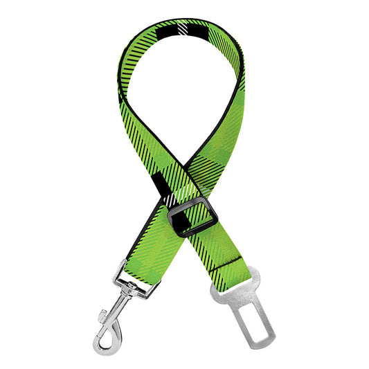 UFO Green Tartan Pattern Print Dog Seat Belt