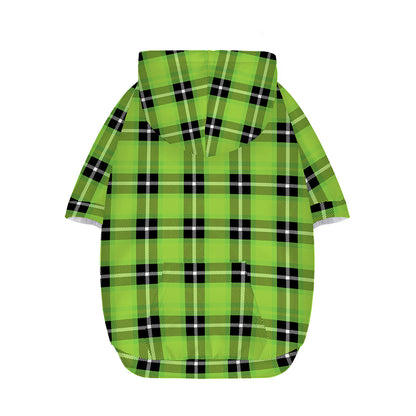 UFO Green Tartan Pattern Print Dog Zip Up Hoodie