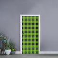 UFO Green Tartan Pattern Print Door Sticker