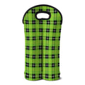 UFO Green Tartan Pattern Print Double Neoprene Wine Tote