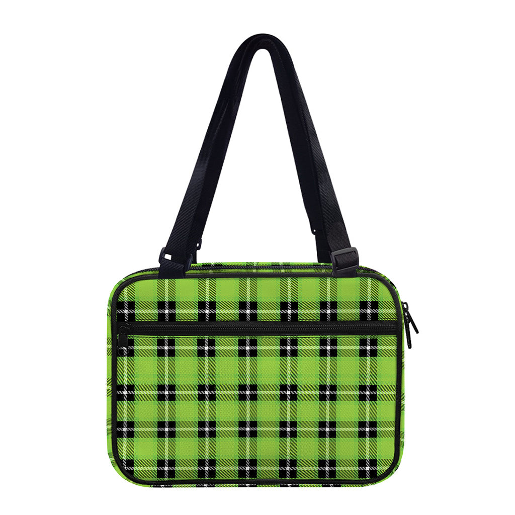 UFO Green Tartan Pattern Print Double Strap Bible Bag