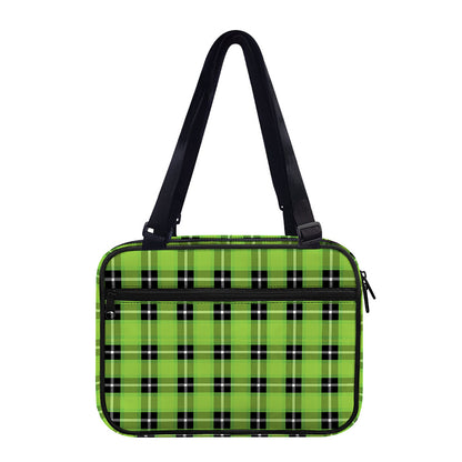 UFO Green Tartan Pattern Print Double Strap Bible Bag