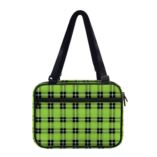 UFO Green Tartan Pattern Print Double Strap Bible Bag