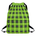 UFO Green Tartan Pattern Print Drawstring Backpack
