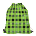 UFO Green Tartan Pattern Print Drawstring Bag