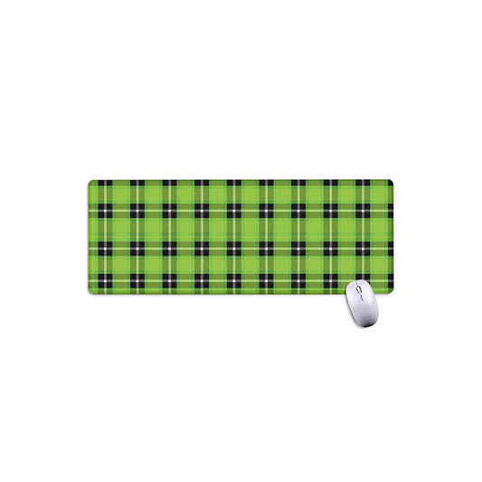 UFO Green Tartan Pattern Print Extended Mouse Pad