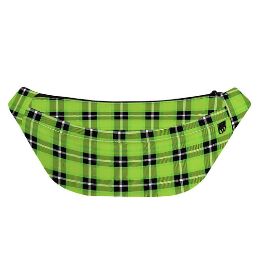 UFO Green Tartan Pattern Print Fanny Pack