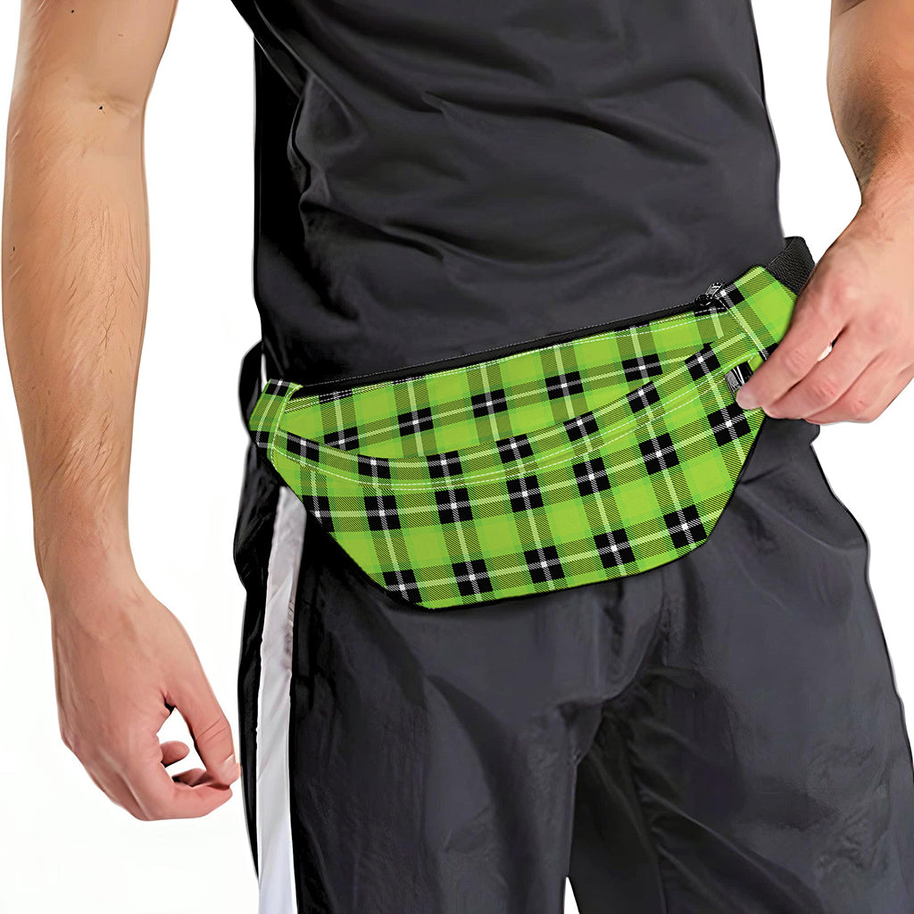 UFO Green Tartan Pattern Print Fanny Pack