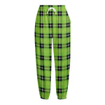 UFO Green Tartan Pattern Print Fleece Lined Knit Pants