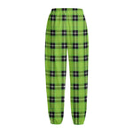 UFO Green Tartan Pattern Print Fleece Lined Knit Pants