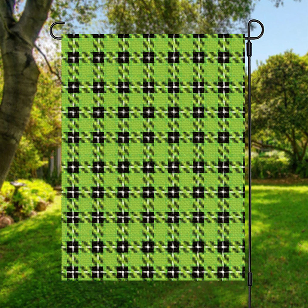 UFO Green Tartan Pattern Print Garden Flag