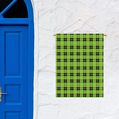 UFO Green Tartan Pattern Print Garden Flag