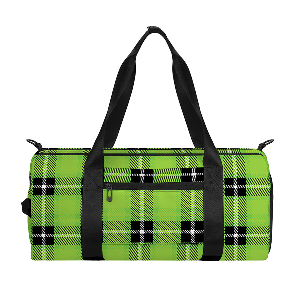 UFO Green Tartan Pattern Print Gym Bag