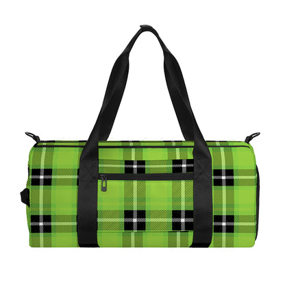 UFO Green Tartan Pattern Print Gym Bag