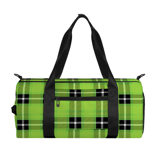 UFO Green Tartan Pattern Print Gym Bag