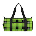 UFO Green Tartan Pattern Print Gym Bag
