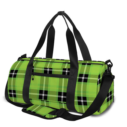UFO Green Tartan Pattern Print Gym Bag