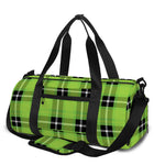 UFO Green Tartan Pattern Print Gym Bag