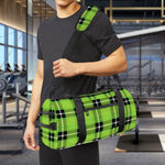 UFO Green Tartan Pattern Print Gym Bag