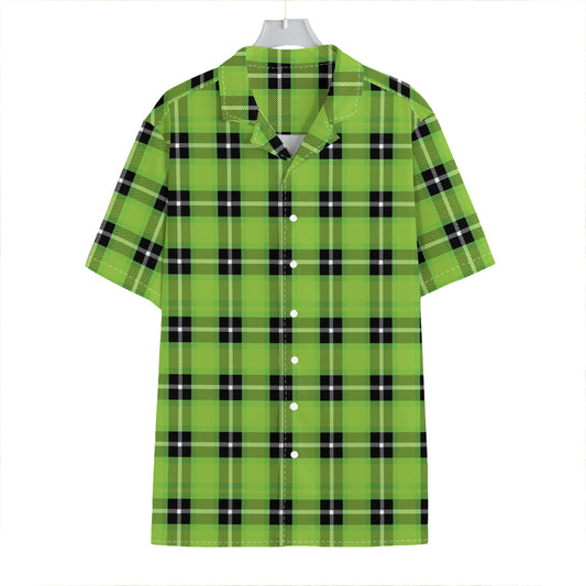 UFO Green Tartan Pattern Print Hawaiian Shirt