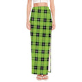 UFO Green Tartan Pattern Print High Slit Maxi Skirt