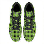 UFO Green Tartan Pattern Print High Top Leather Sneakers