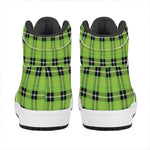 UFO Green Tartan Pattern Print High Top Leather Sneakers