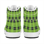UFO Green Tartan Pattern Print High Top Leather Sneakers