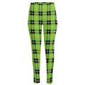UFO Green Tartan Pattern Print High-Waisted Pocket Leggings