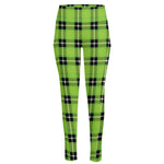UFO Green Tartan Pattern Print High-Waisted Pocket Leggings