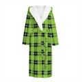 UFO Green Tartan Pattern Print Hooded Bathrobe