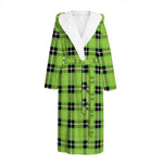 UFO Green Tartan Pattern Print Hooded Bathrobe