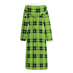 UFO Green Tartan Pattern Print Hooded Bathrobe