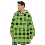 UFO Green Tartan Pattern Print Hoodie Blanket