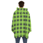 UFO Green Tartan Pattern Print Hoodie Blanket